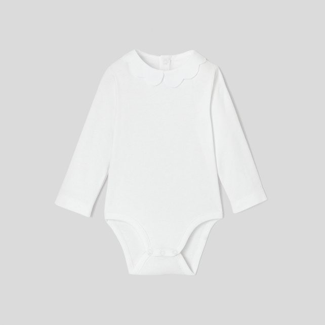 Baby girl bodysuit with scalloped collar