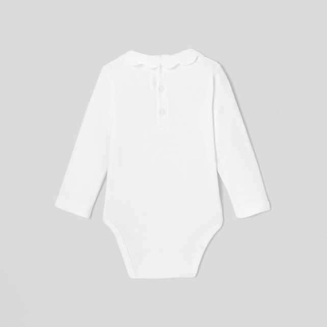 Baby girl bodysuit with scalloped collar
