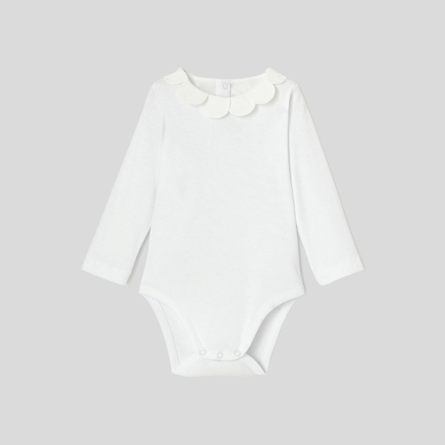 Baby girl bodysuit with petal collar