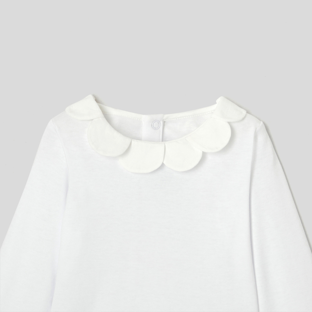 Baby girl bodysuit with petal collar