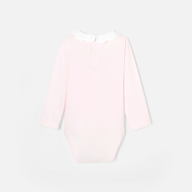 Baby girl bodysuit with scalloped collar