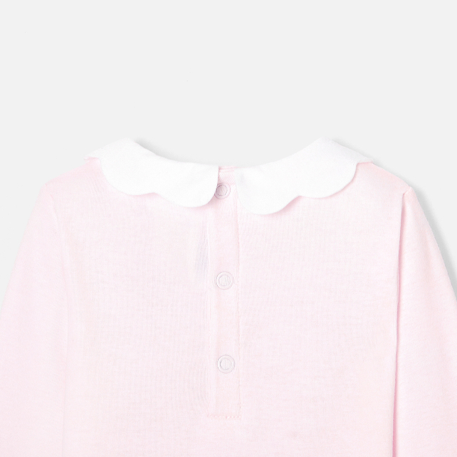 Baby girl bodysuit with scalloped collar