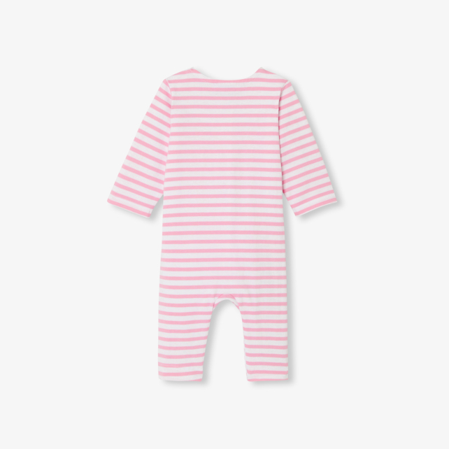 Baby girl jumpsuit in striped jersey