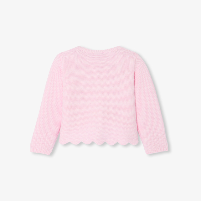 Baby girl cardigan in garter stitch