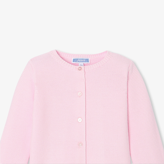 Baby girl cardigan in garter stitch