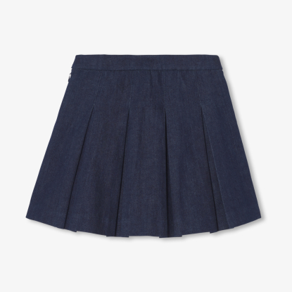 Girl pleated denim skirt