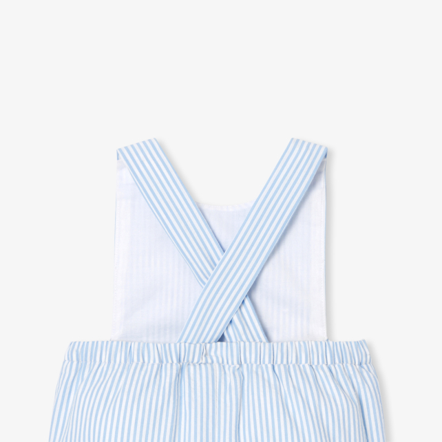 Baby boy short overalls in seersucker