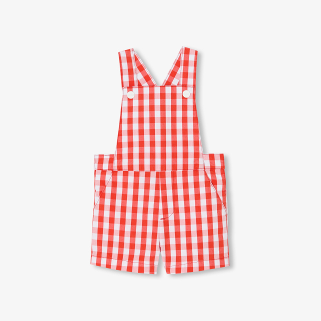 Baby boy short overalls in gingham