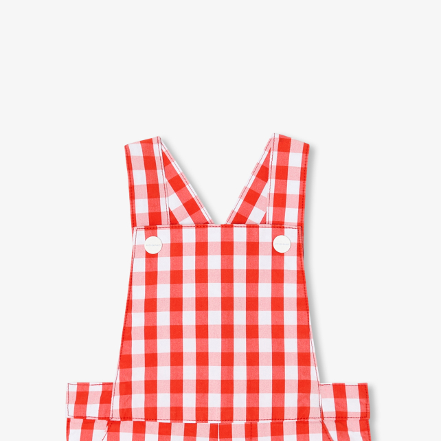 Baby boy short overalls in gingham