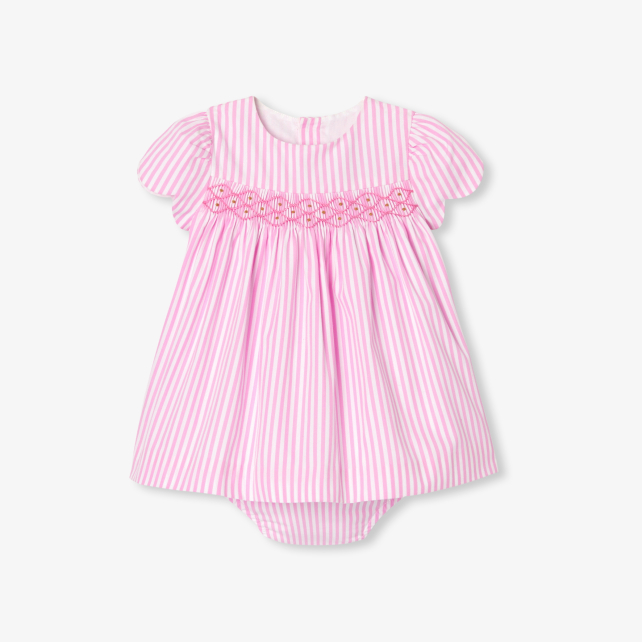 Baby girl dress in striped poplin