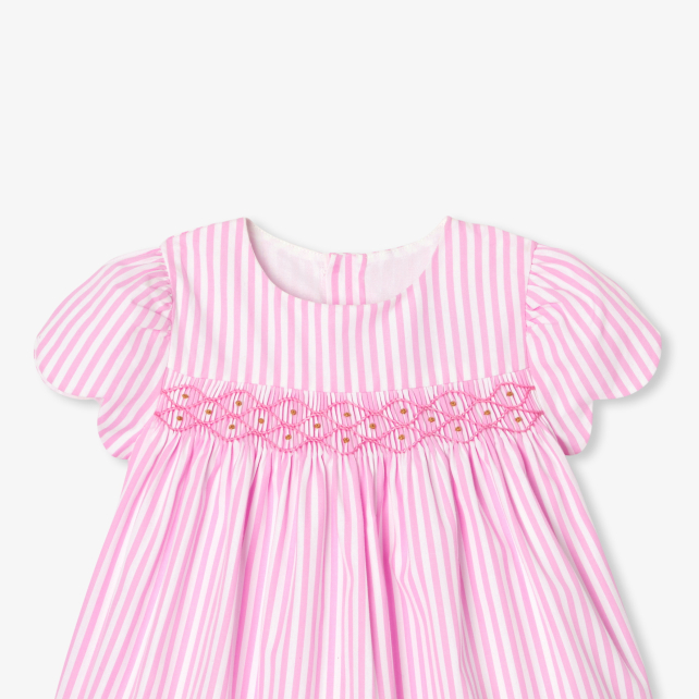 Baby girl dress in striped poplin