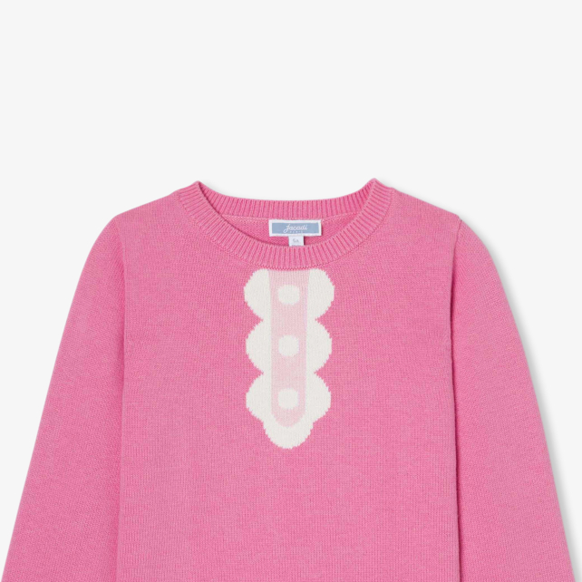 Girl sweater with trompe-l'œil collar