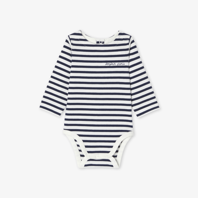 Baby bodysuit in striped jersey