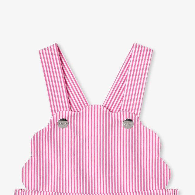 Baby girl overalls in striped twill