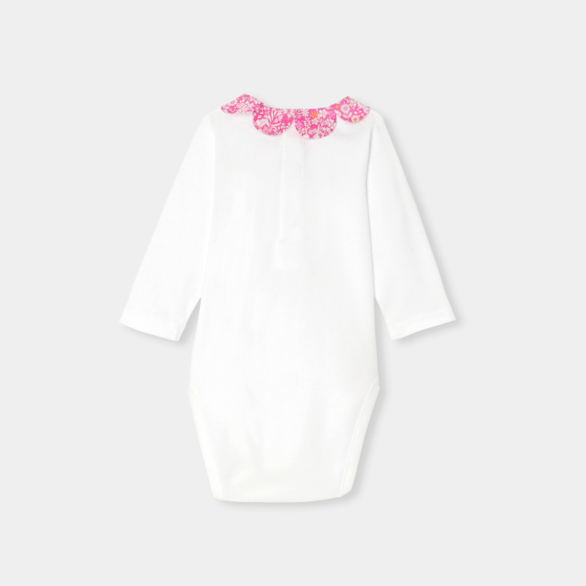 Baby girl bodysuit with petal collar