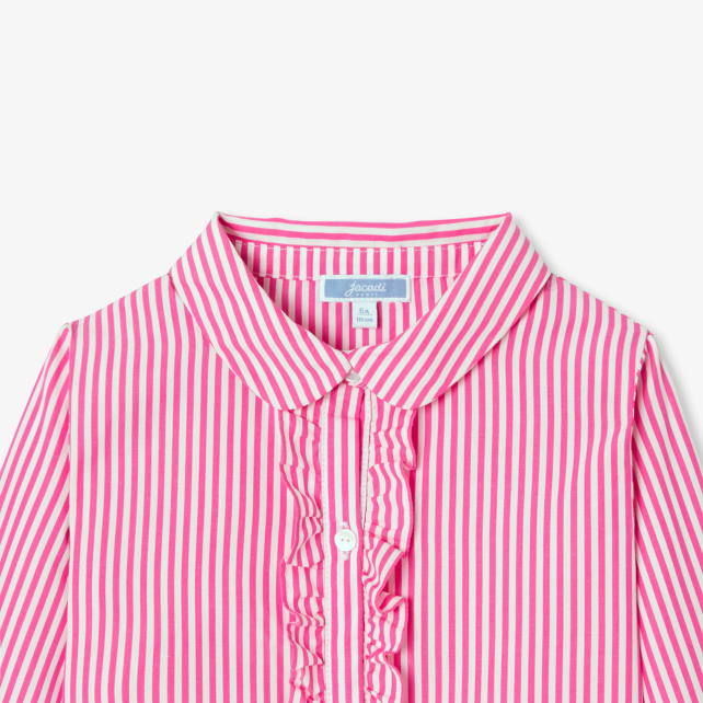 Girl shirt in striped poplin