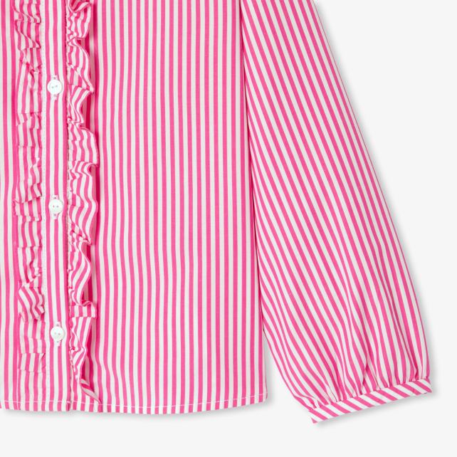 Girl shirt in striped poplin