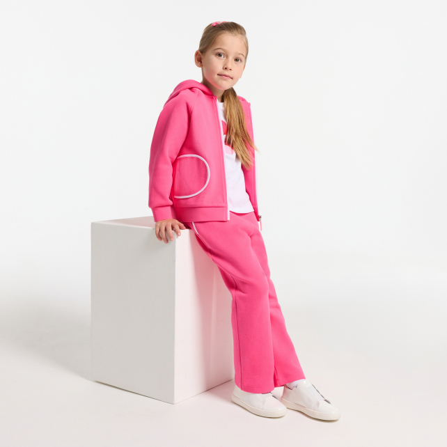 Girl joggers in piqué knit