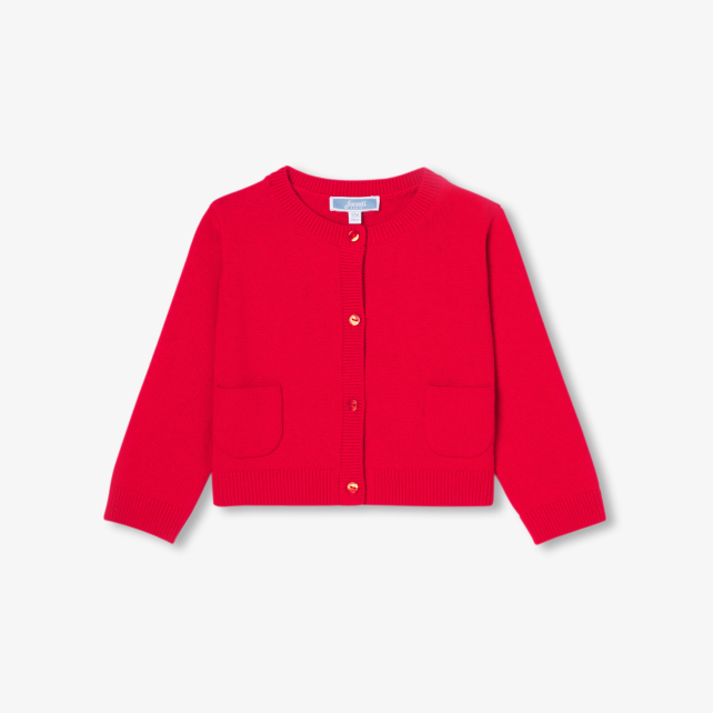 Baby girl cardigan in cotton and wool