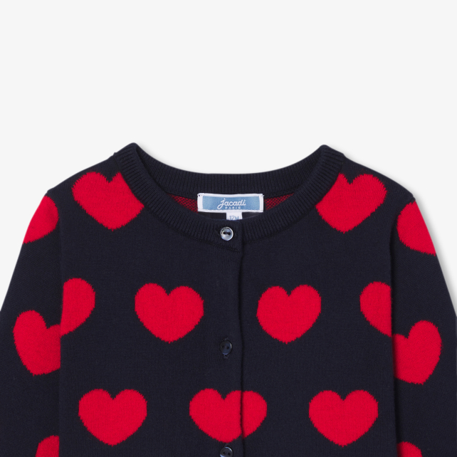 Körpə qız üçün ürək naxışlı pambıq kardiqan