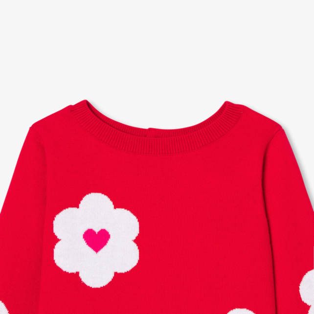 Baby girl cotton jacquard flower sweater