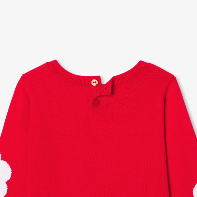 Körpə qız üçün pambıq jakard çiçəkli sviter