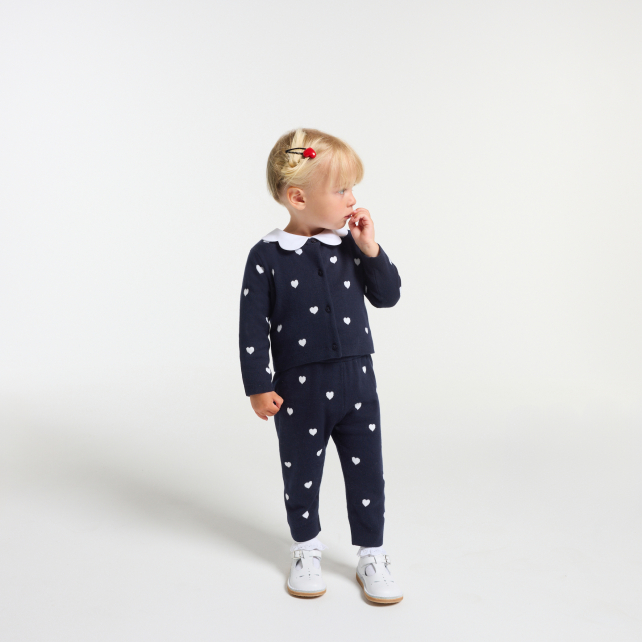 Baby girl knitted heart trousers