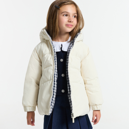 Girl short reversible down jacket