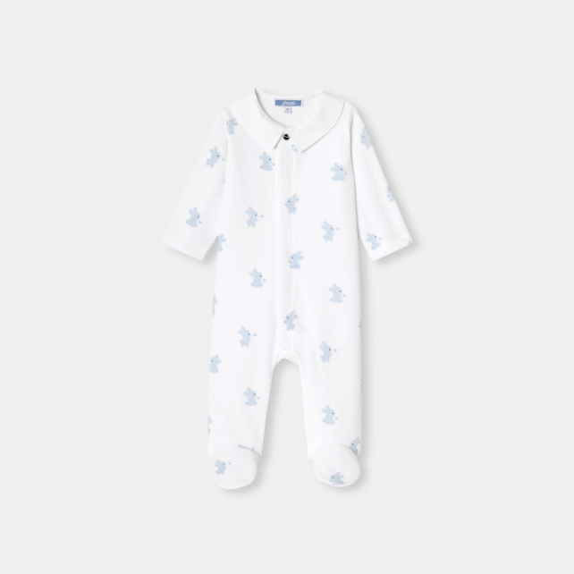 Baby boy velvet pyjamas with bunny motif