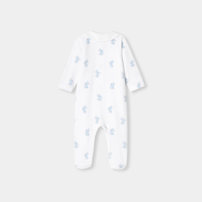 Baby boy velvet pyjamas with bunny motif