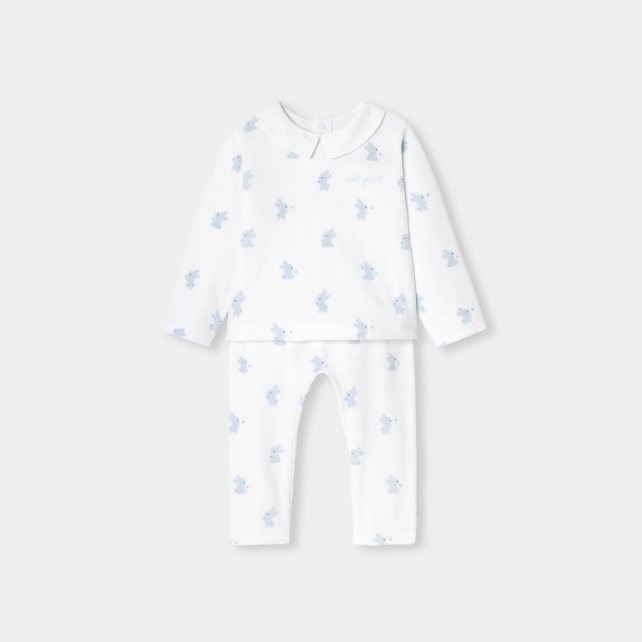 Baby boy velvet pyjamas with bunny motif