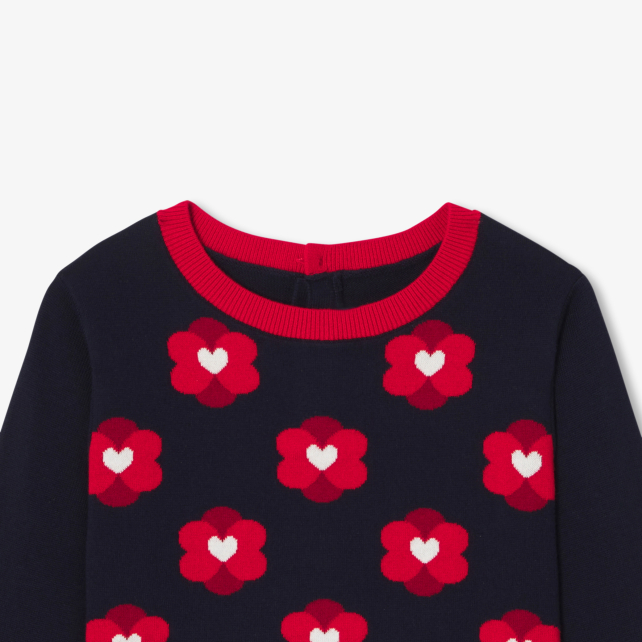 Qız üçün jacquard çiçəkli sviter