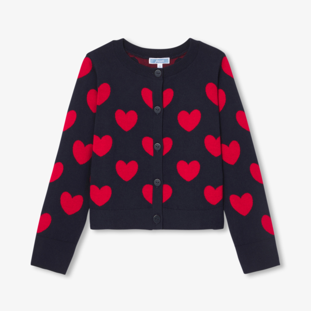 Girl jacquard heart cardigan