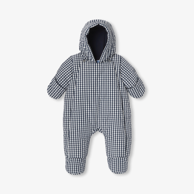 Baby pramsuit in gingham nylon