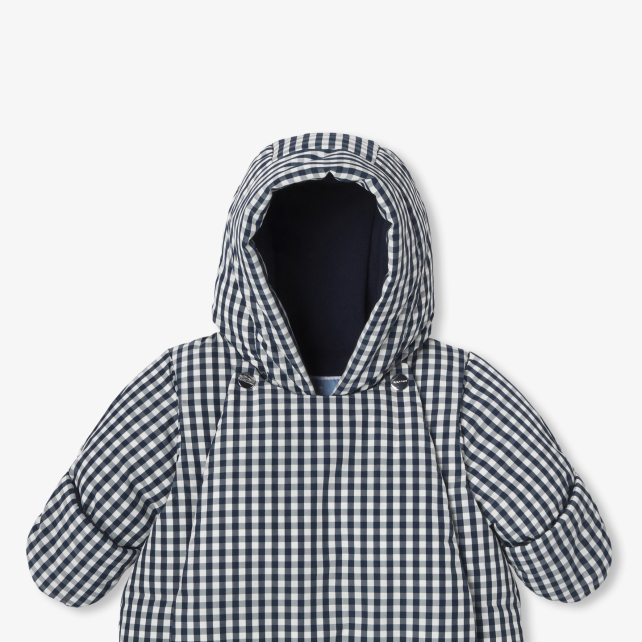 Baby pramsuit in gingham nylon