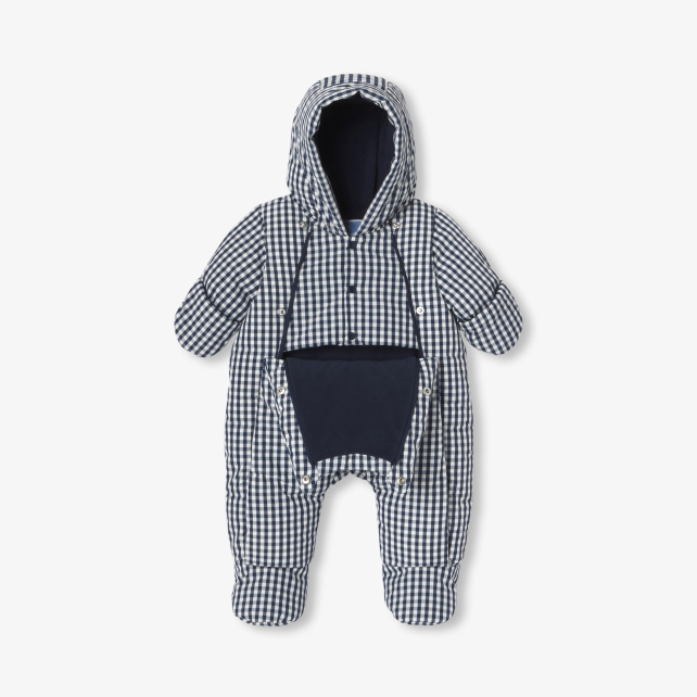 Baby pramsuit in gingham nylon