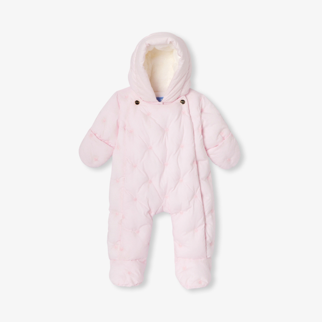 Baby girl pramsuit with flower embroidery