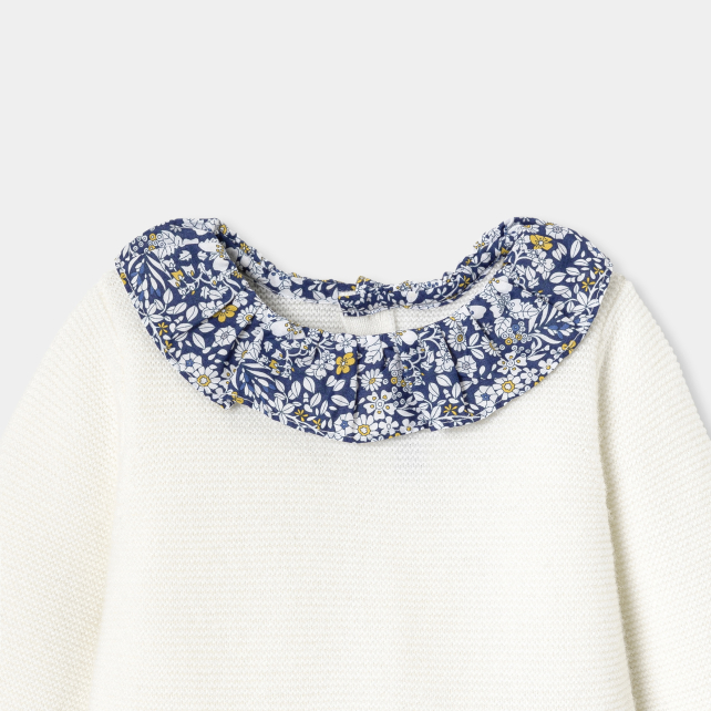 Baby girl jumpsuit in garter stitch