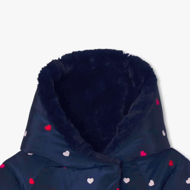 Baby girl heart-shaped motif down jacket