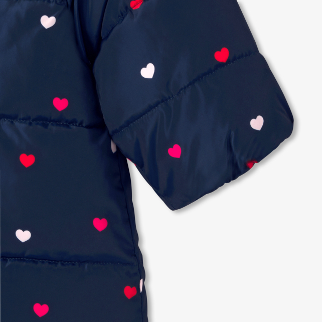 Baby girl heart-shaped motif down jacket