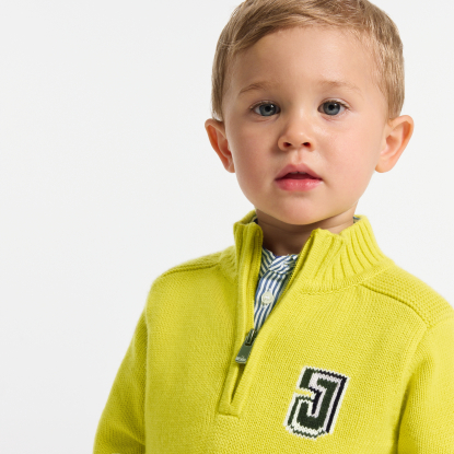 Baby boy trucker-neck sweater