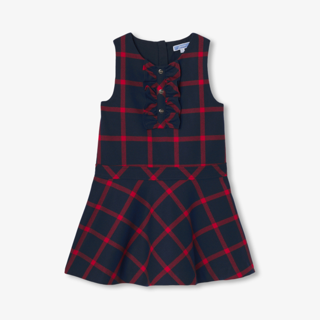Girl pinafore dress in flannel