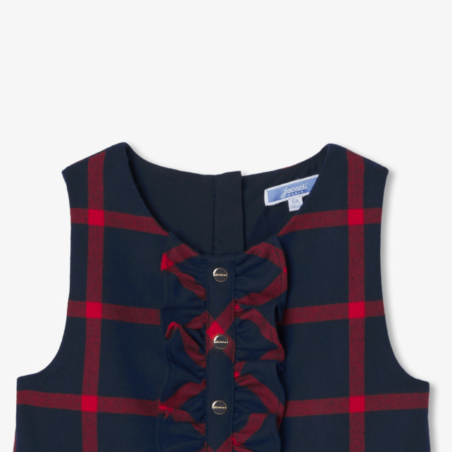 Girl pinafore dress in flannel