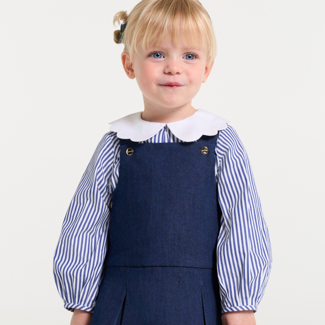 Baby girl blouse in striped poplin