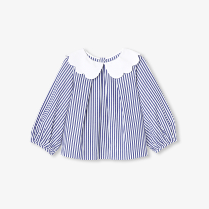 Baby girl blouse in striped poplin