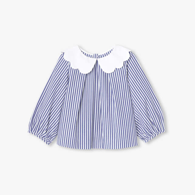 Baby girl blouse in striped poplin