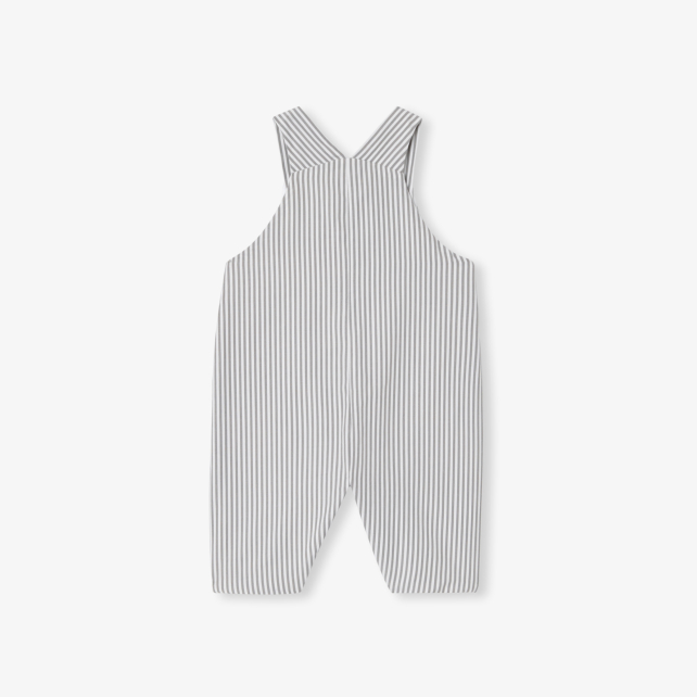 Baby boy dungarees in striped poplin Baby boy dungarees in striped poplin
