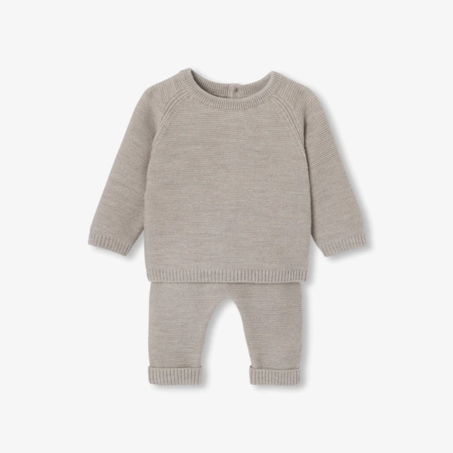 Baby boy garter stitch set