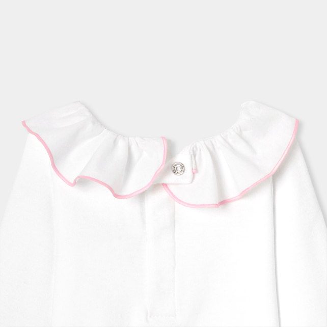 Baby girl bodysuit with large ruffle