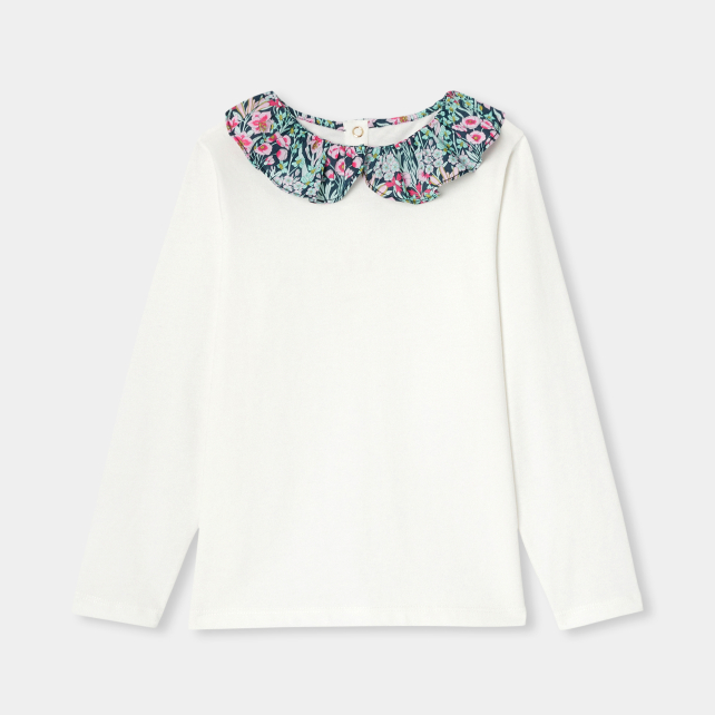 Girl T-shirt with Liberty fabric collar